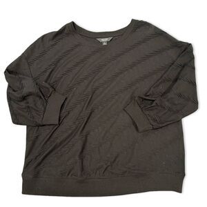 EUC Simply Vera Vera Wang Textured Black Puff Sleeve Knit Top Size Large